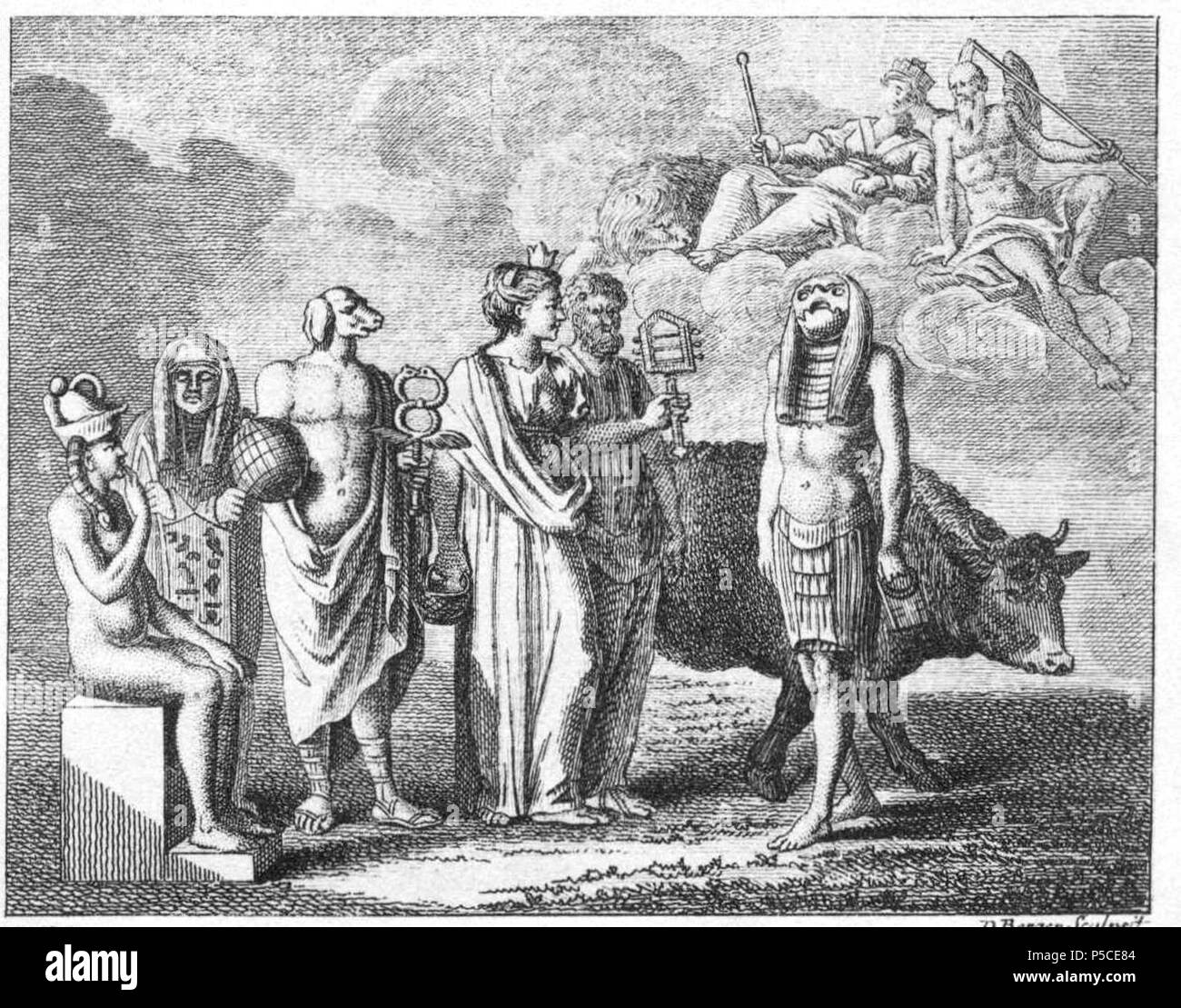 N/A. Onglet. XCV. Zur Mythologie. d) Der geflügelte Saturne sens von der Luft dans. Bei ihm seine Gemahlin Rhéa mit der Mauerkrone, einem Zepter und einem Löwen. Zu ihren Füßen Osiris, Isis, Sérapis, Anubis, Harpokrates und api. Noch eine Mumie. (Beschreibung lt. Quelle) . 1774. Daniel Chodowiecki (1726-1801) Noms alternatifs Daniel Nikolaus Chodowiecki germano-polonaise Description peintre et graveuse Date de naissance/décès 16 Octobre 1726 7 février 1801 Lieu de naissance/mort Gdask Berlin Berlin lieu de travail contrôle d'autorité : Q696720 VIAF:59092320 ISNI:0000 0001 2134 8231 UL Banque D'Images