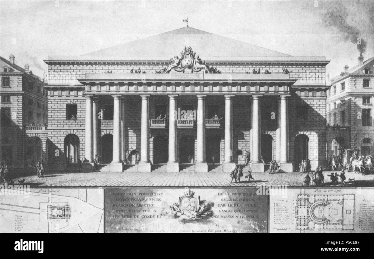 374 Comédie-Française (Odéon) vue perspective de la façade, 2d design, dessin par de Wailly 1770 - 1980 p100 Braham Banque D'Images