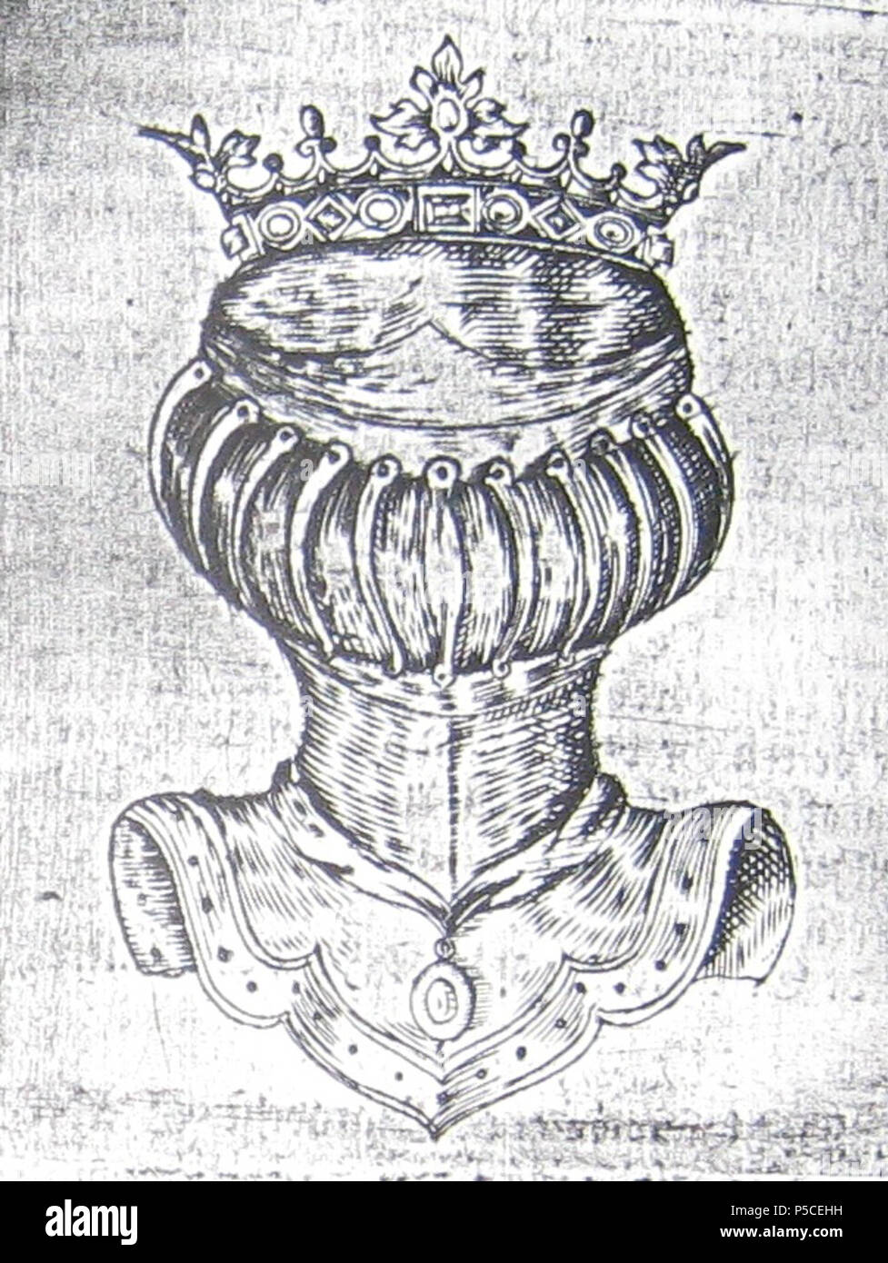 N/A. English : barre Dano-norvégienne et couronne de compte. 25 mai 1671. Gouvernement danois 412 Count Dano-norvégienne Helm Coronet Banque D'Images