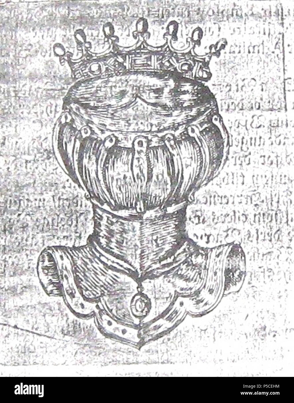 N/A. English : barre Dano-norvégienne et couronne des barons. 25 mai 1671. Gouvernement danois 412 Baron Dano-norvégienne Helm Coronet Banque D'Images