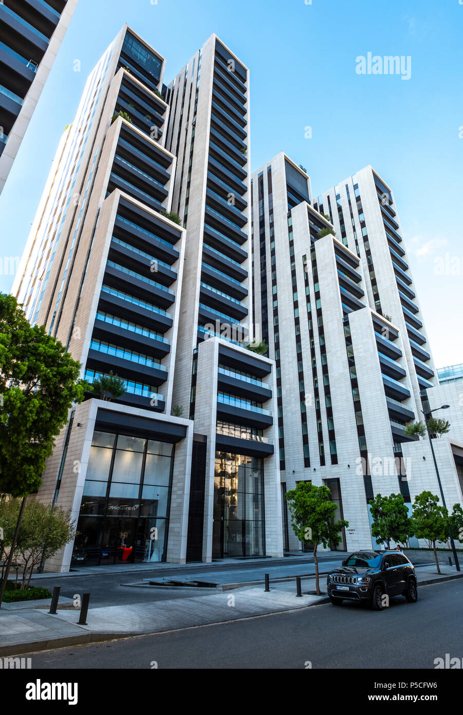 Appartement de luxe moderne de haute élévation , Beyrouth bâtiments 1, 2, 3 dans le centre de Beyrouth , Liban. Banque D'Images