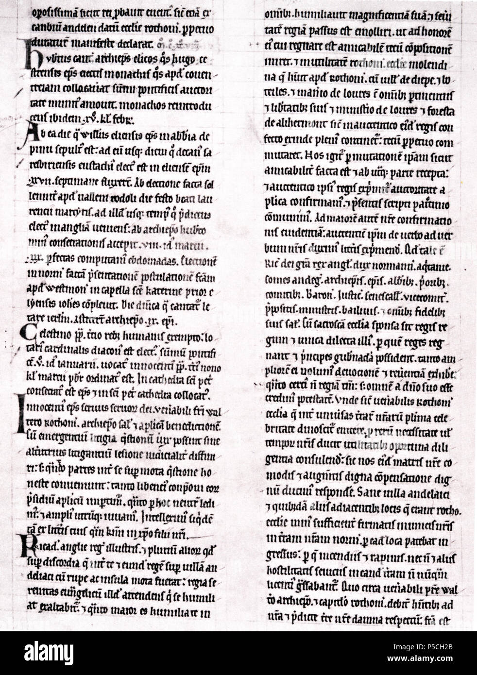 Anglais : manuscrit de l'abbaye de St Albans copie de Ralph Raoul's Ymagines Historiarum. British Library MS Royal 13 e VI, folio 134 verso. C'est l'entrée pour 1198. 12e siècle. N/A 72 Albansymagineshistoriarum Banque D'Images