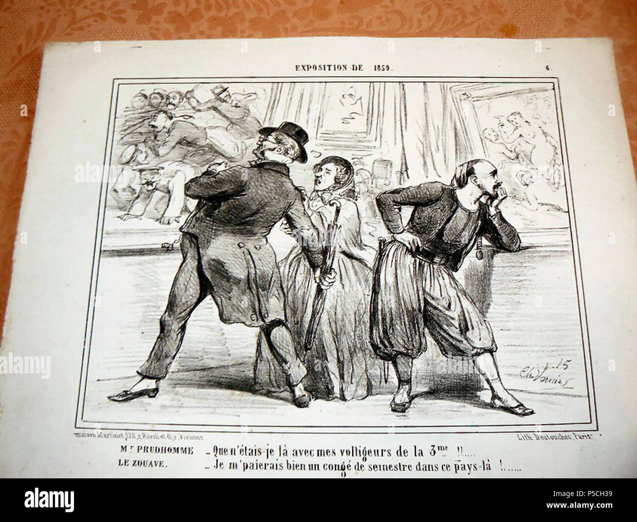 N/A. English : litographie par Charles Vernier. Commentaires de M. Prudhomme et d'un zouave devant un tableau de guerre. Date inconnue. Charles Vernier (1831-1892), caricaturiste et lithographe français Description Date de naissance/décès 1813 1887 Lieu de naissance/décès Paris Versailles contrôle d'autorité : Q2960385 VIAF:14981426 ISNI:0000 0001 2121 7856 ULAN:500124980 RCAC:n85042791 GND:115615873 WorldCat 541 Exposition de 1859 Banque D'Images