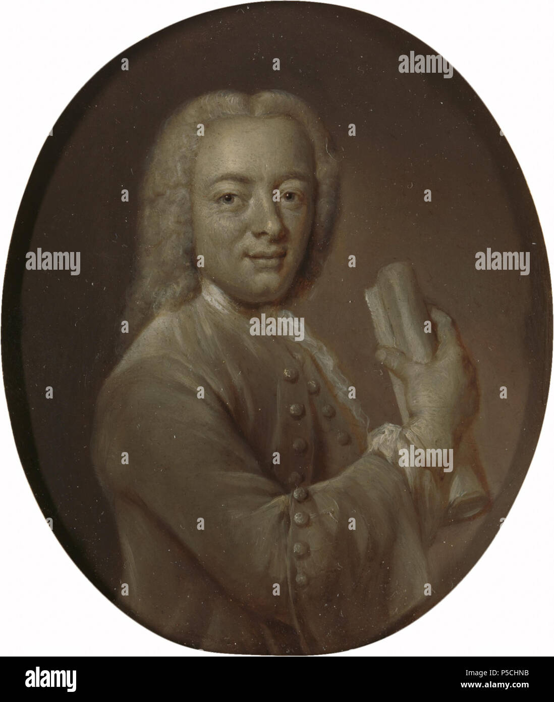 Portrait de Bernardus Bosch de 1709 à 1786 (I), poète et mécène à Amsterdam . Portrait de Bernardus Bosch de 1709 à 1786 (I), poète et mécène des arts à Amsterdam. Buste en ovale, faisant face à droite, en regardant le spectateur, tenant un rouleau dans sa main droite. Le Panpeoticon Batavum de, une série de portraits de poètes néerlandais. Entre 1732 et 1771. N/A 193 Bernardus Bosch de I (1709-86). Dichter en kunstbeschermer te Amsterdam, Jan Maurits Quinkhard, Rijksmuseum SK-A-4625 Banque D'Images