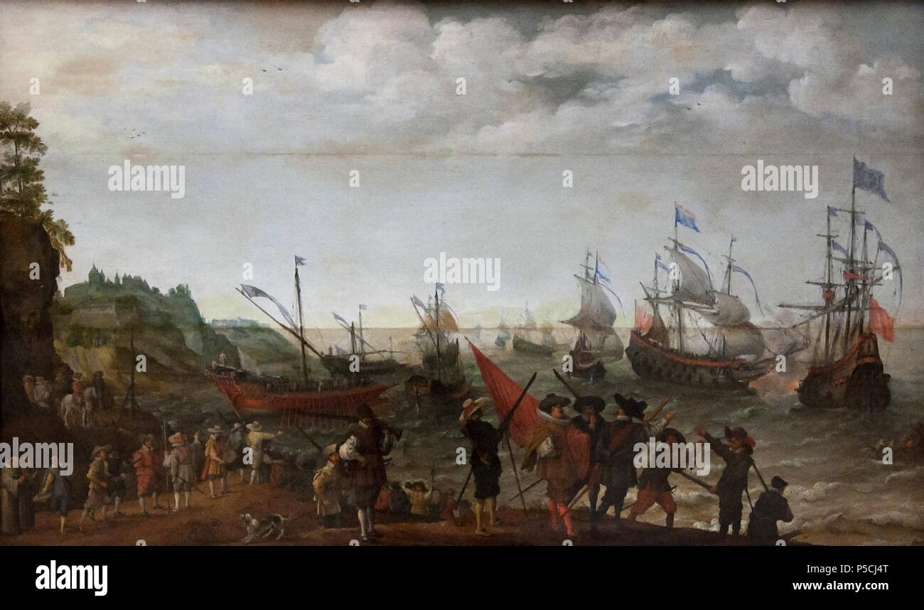 Zeegevecht tussen Hollandse en Franse schepen 1623. N/A 60 Adam Willaerts (1577-1664) - van Zeegevecht Hollandse en Franse schepen (1623) - MSK Brussel 25-02-2011 13-00-09 Banque D'Images