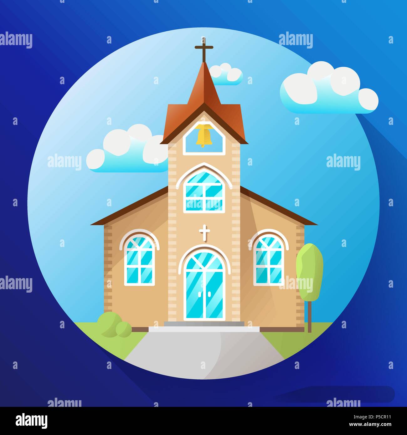 Bâtiment de l'église de scénario télévision icône Illustration de Vecteur