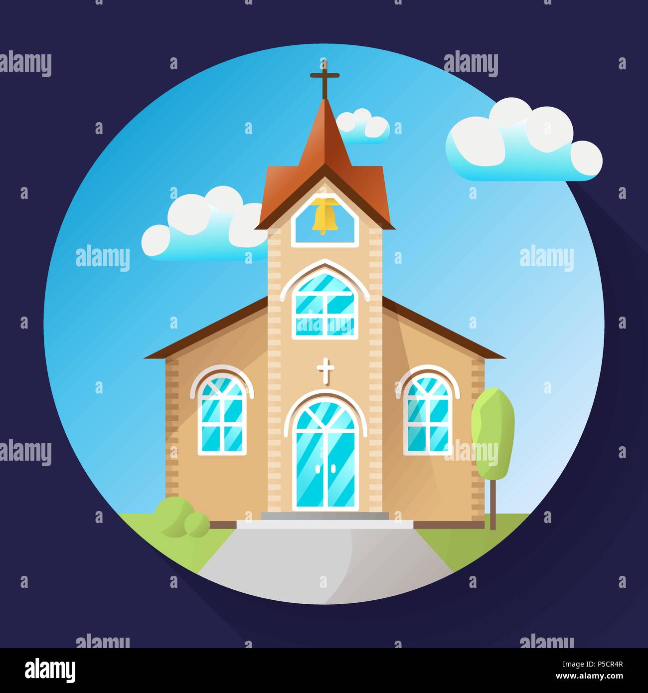 Bâtiment de l'église de scénario télévision icône Illustration de Vecteur