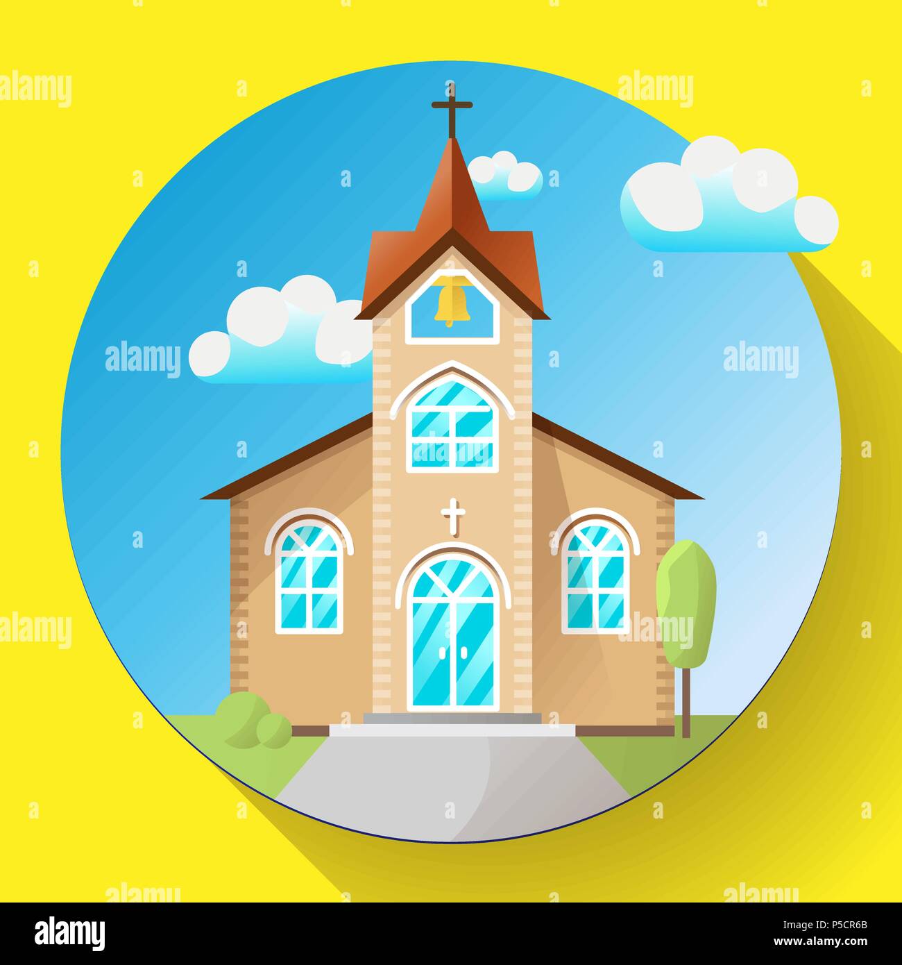 Bâtiment de l'église de scénario télévision icône Illustration de Vecteur