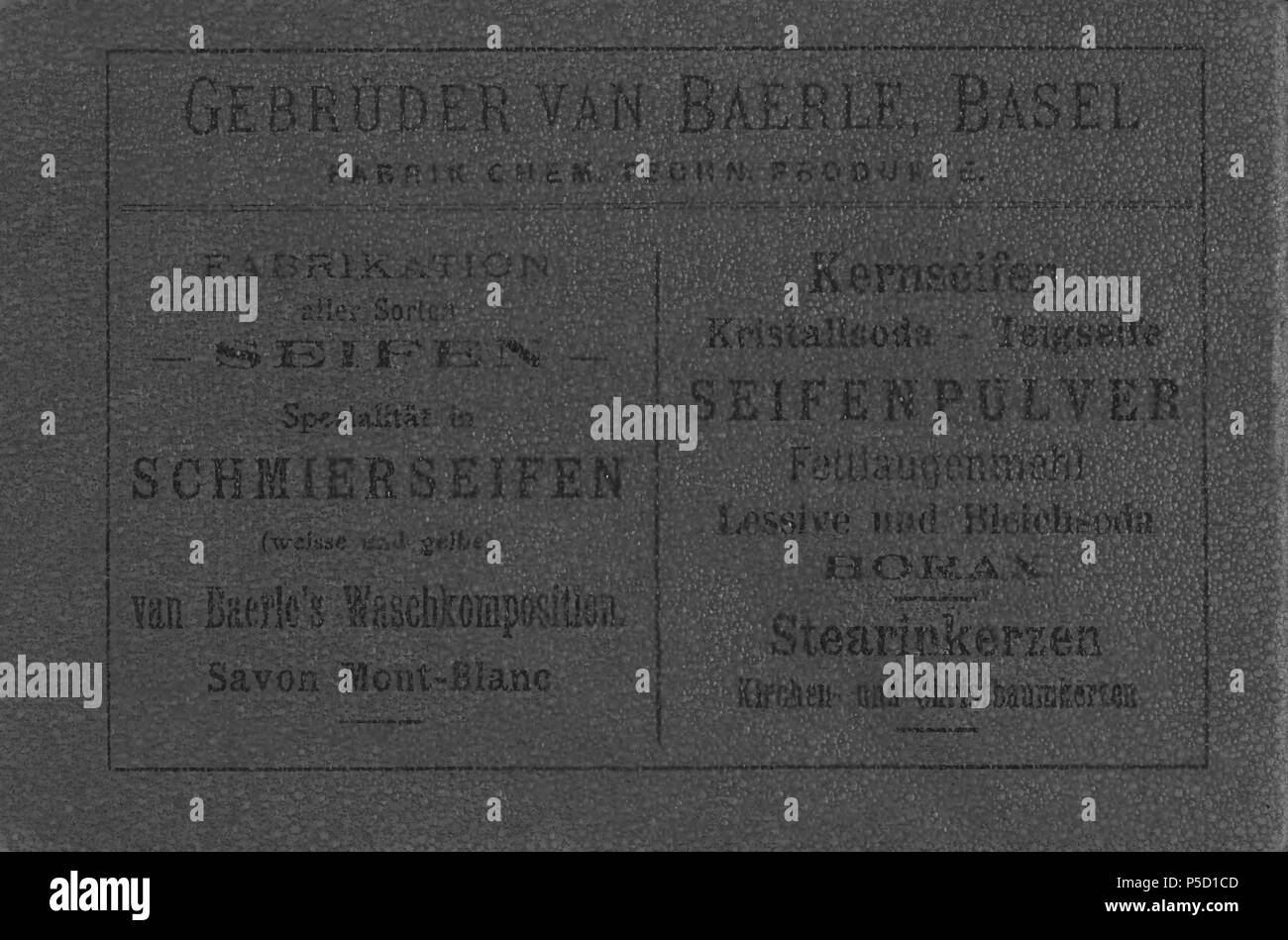 N/A. Deutsch : Buch : 'Neujahrsgruss aus Basel senden Gebrüder Van Baerle, Bâle, Fabrik Chem.-techn. Produkte' . vers 1895. Inconnu 319 CH-NB-Neujahrsgruss nbdig aus Basel--18581-page020 Banque D'Images