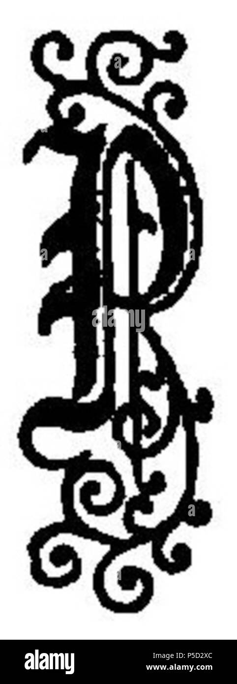N/A. Español : "P" de la pagina 51 capitulaires de Algo en prosa y en verso. English : 'P'. En Algo prosa y en verso, page 51. 25 septembre 2011. En Algo prosa y en verso.djvu : s:es:Ramón de Mesonero Romanos 84 Algo en prosa y en verso p51 salle capitulaire Banque D'Images