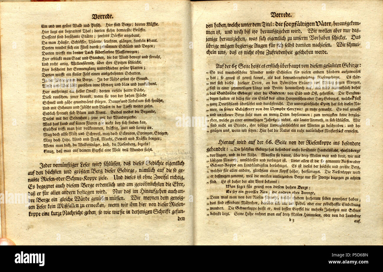 Buch von 1736 und Reisen : Vergnügte unvergnügte weltberuffene Riesen-Gebirge... auf das mit Anekdoten aus den Jahren 1696 bis 1737. Erscheinungsdatum Das ist mit 1736 angegeben, die Geschichten bis 1737, der Widerspruch ist nicht erklärbar. 221736-dietrich-brahn-reisen-auf-das-side-07 Banque D'Images