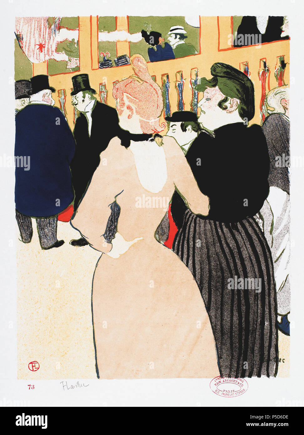 N/A. Anglais : Au Moulin Rouge, la Goulue et sa soeur brosse et adhérent, lithographie imprimée en six couleurs. Pierre clé imprimé en vert olive, en pierres de couleur bleu clair, vert clair, rouge, jaune et beige saumon sur papier vélin 46,1 x 34,8 cm 1892 . 1892. Henri de Toulouse-Lautrec (1864-1901) Noms alternatifs Henri Marie Raymond de Toulouse-Lautrec-Monfa Description affichiste français, lithographe, peintre, artiste et graphiste Date de naissance/Décès Jeu 24 Novembre 1864 9 septembre 1901 Lieu de naissance/décès Albi Château Malromé château Malromé [] (Gironde) période de travail 1880--1901 Travailler l Banque D'Images