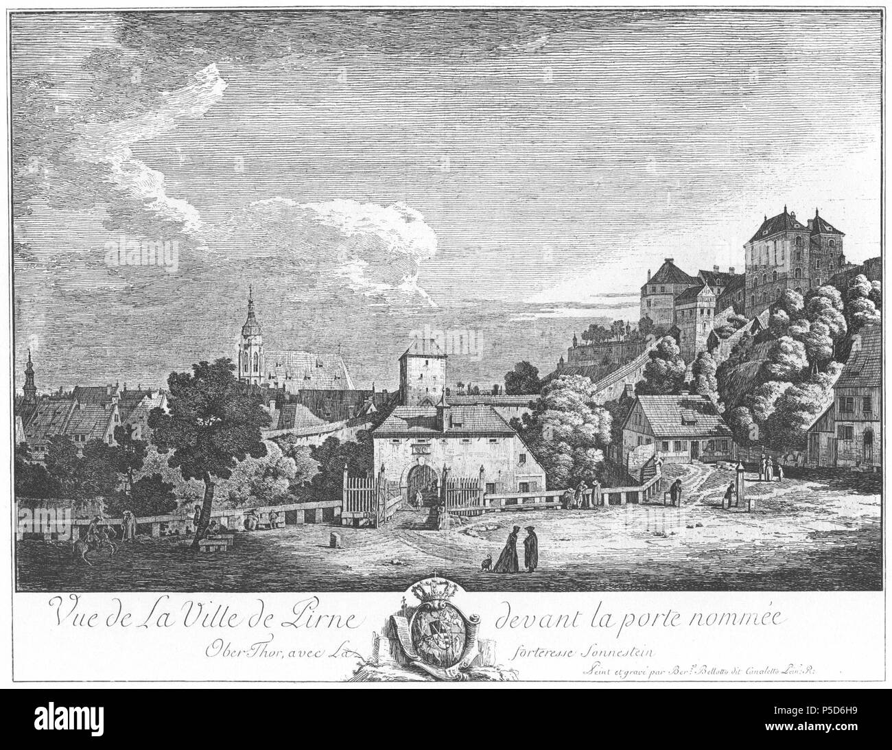 Pirna mit dem Obertor vers 1755. N/A 185 Radierung Bellotto Pirna Obertor Banque D'Images