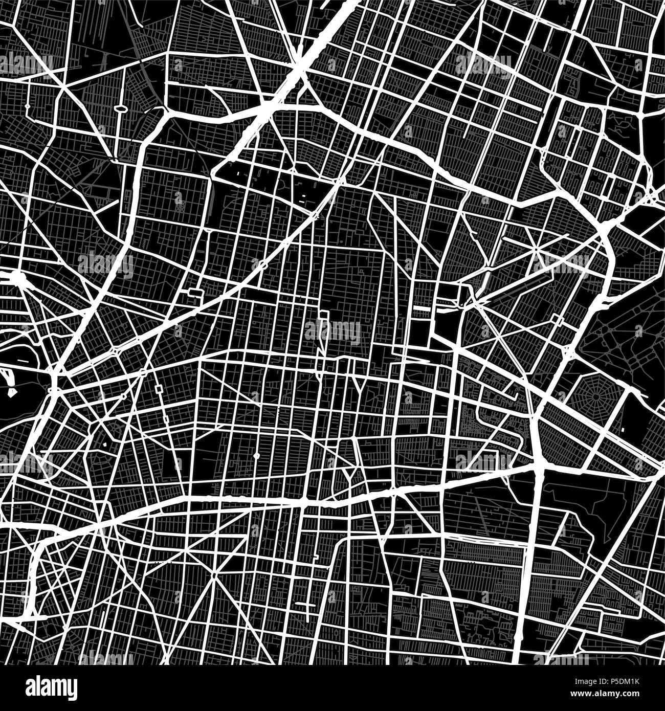 Site de la ville de Mexico, Mexique. Fond sombre version pour l'infographie et des projets de marketing. Cette carte de la ville de Mexico, les 16 quartiers (delegaciones)‡, Banque D'Images