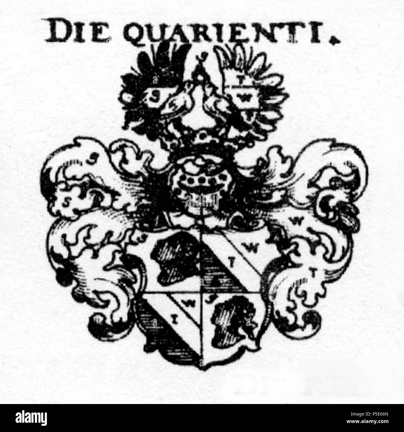 N/A. English : Coat of Arms de Quarienti, Autriche Deutsch : Wappen der Quarienti . Entre 1701 et 1705. Johann Siebmacher (1561-1611) Noms alternatifs Johann Ambrosius Siebmacher, Johann Sibmacher, Johann Librairie Ancienne Denis Description peintre allemand, aquafortiste et graveur Date de naissance/décès vers 1561 23 mars 1611 / 1611 Lieu de naissance/décès de Nuremberg Nuremberg contrôle d'autorité : Q74965 VIAF:56733639 ISNI:0000 0001 1838 8099 RCAC:n50027224 GND:119546655 91661 SELIBR:COA Quarienti WorldCat 357 Banque D'Images