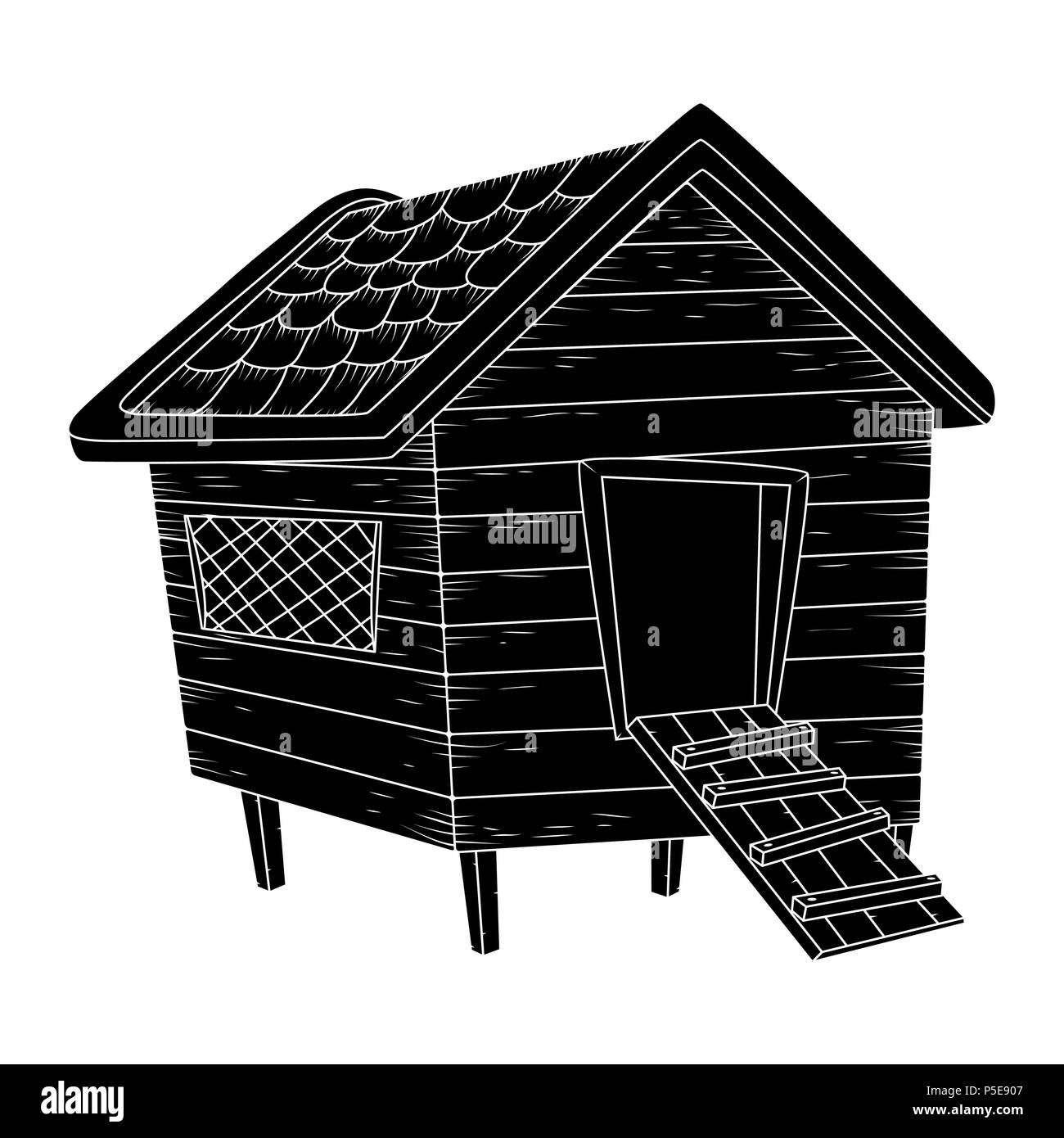 Cartoon poulailler silhouiette isolé sur fond blanc Illustration de Vecteur
