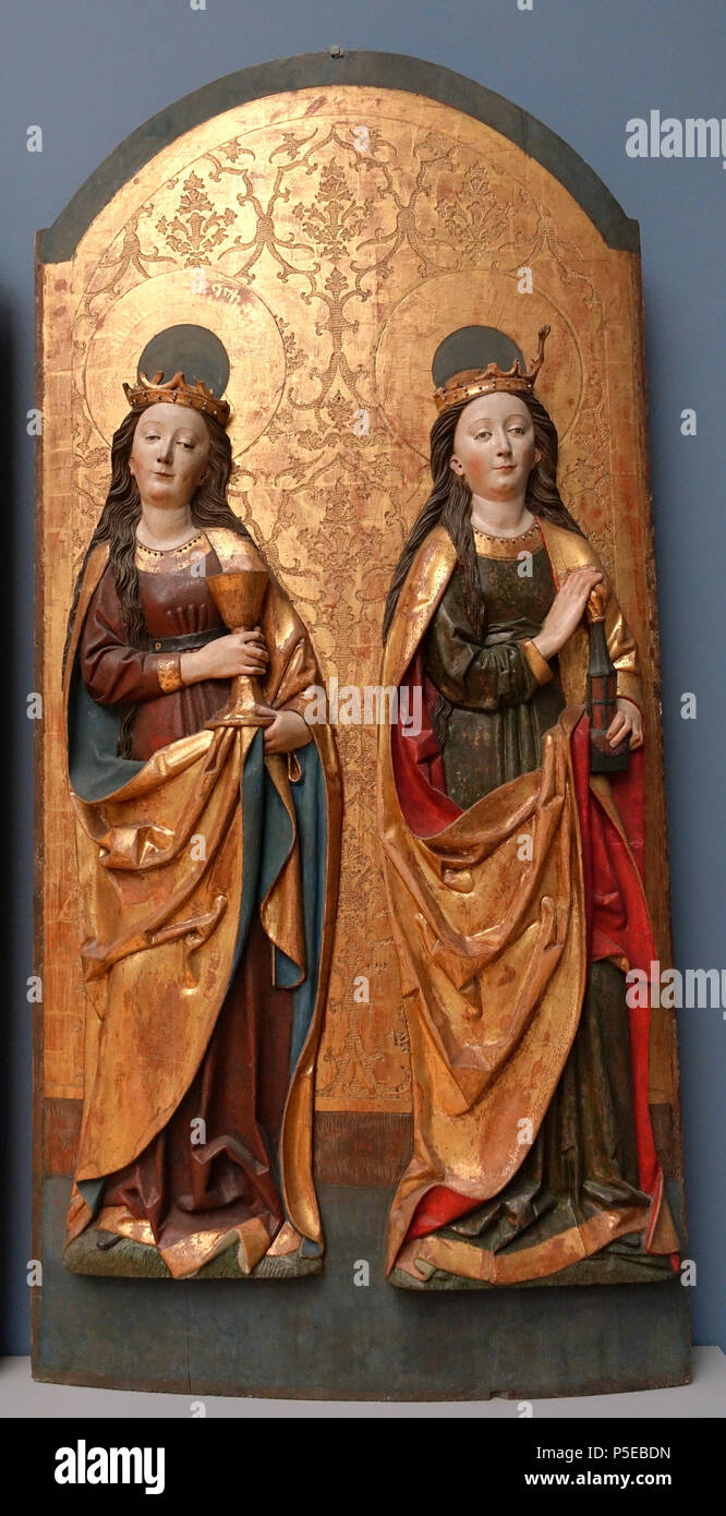 N/A. Anglais : Exposition dans le Bode-Museum, Berlin, Allemagne. Ce travail est dans le parce que l'artiste est mort il y a plus de 100 ans. La photographie était permise dans le musée sans restriction. 12 novembre 2014, 10:49:23. 88 Daderot ailes autel avec les Saints Théodule, Jodoc, Catherine, et Barbara, par Ivo Striegel, 2 de 2, 1430-1516, bois - Bode-Museum - DSC03117 Banque D'Images