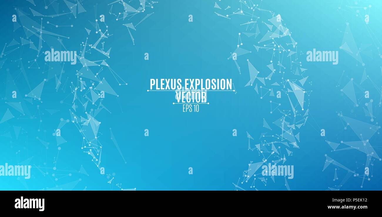 Bannière ronde moderne géométrique des triangles volants. Triangles connectés. Plexus. Toile de fond de votre conception. Vector illustration. EPS 10 Illustration de Vecteur