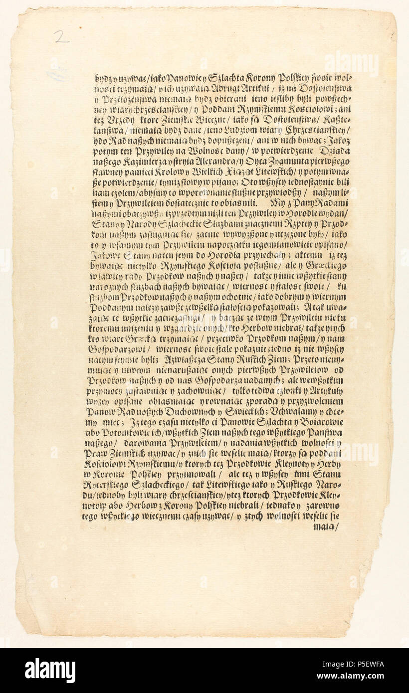 Polski : Przywilej ksicia króla polskiego j 2 litewskiego wydany Zygmunta Augusta, na, wileskim sejmie w 1563 roku w, zrównujcy przywilejach szlacht litewsk prawach j'prawosawn katolick z. Druk powsta po 7 lipca 1572 r. 6 juin 1563. Zygmunt Août, król polski je wielki ksi litewski 67 Przywilej zrownujacy AGAD w prawach j'przywilejach szlachte prawoslawna litewska z katolicka 2 Banque D'Images