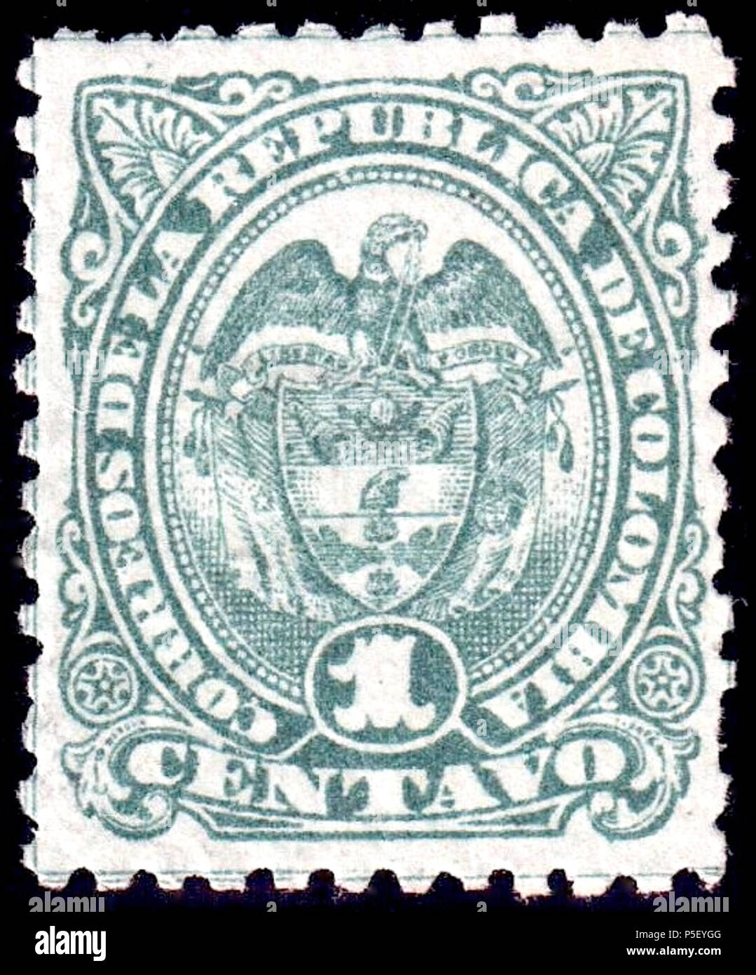 N/A. Anglais : Colombie 1886 1c vert sur vert, non utilisés. Catalogue : Sc. 129 . 1886. Le gouvernement colombien Colombie 1886 367 Sc129 Banque D'Images