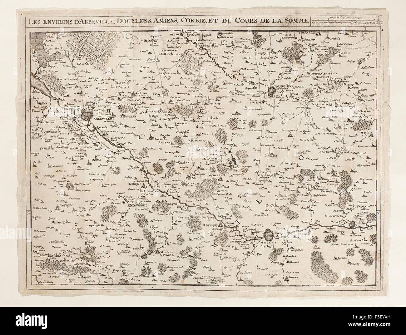 195 URI Beskrivning-karta över Dourlens, Abbeville, Amiens, Corbie och Somme, 1746 - Skoklosters slott - 98016 Banque D'Images