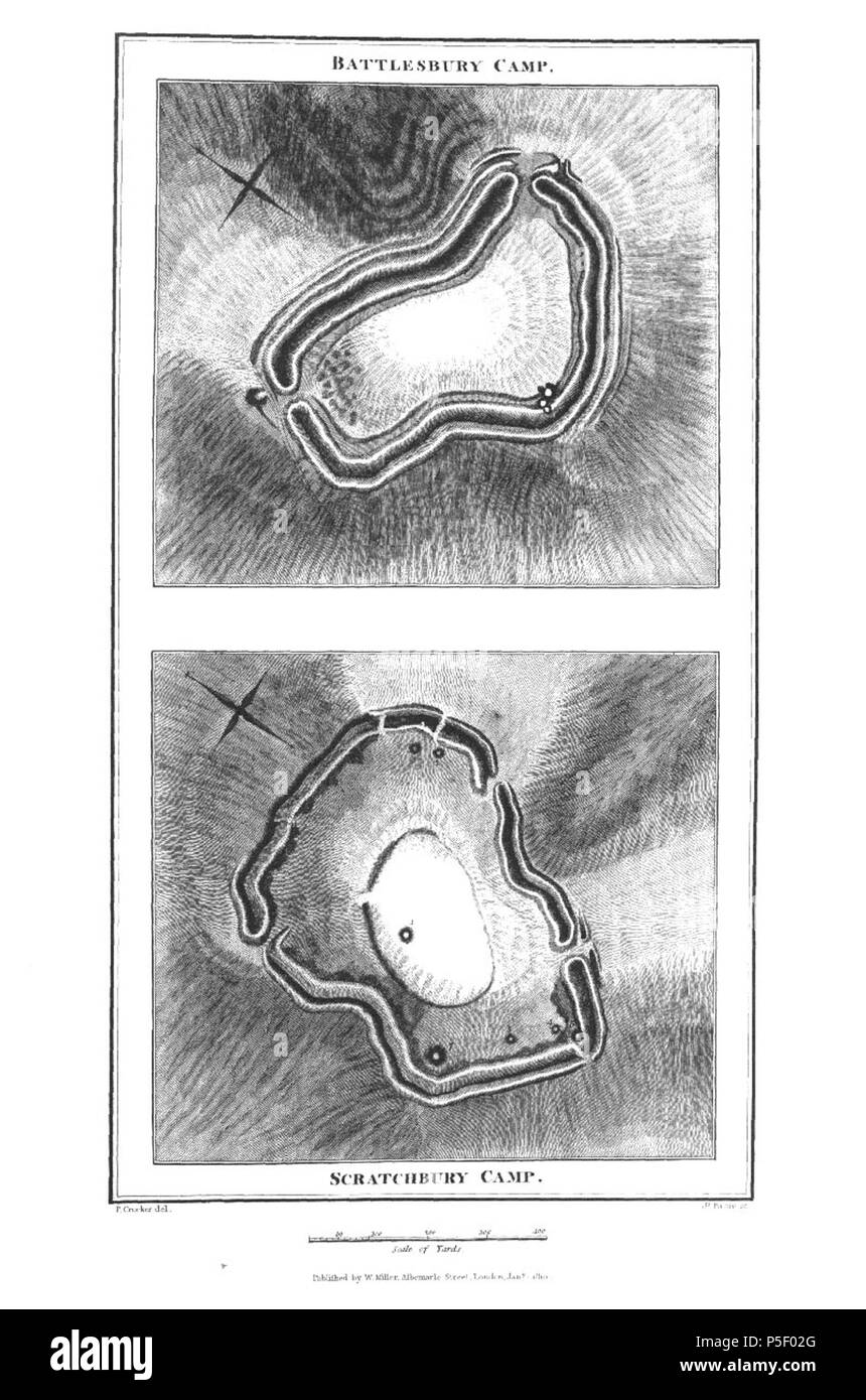 N/A. Anglais : croquis au crayon d'Battlesbury scratchbury hillforts camp et camp dans le Wiltshire . 1810. Sir Richard Colt Hoare et scratchbury Battlesbury 177 Banque D'Images