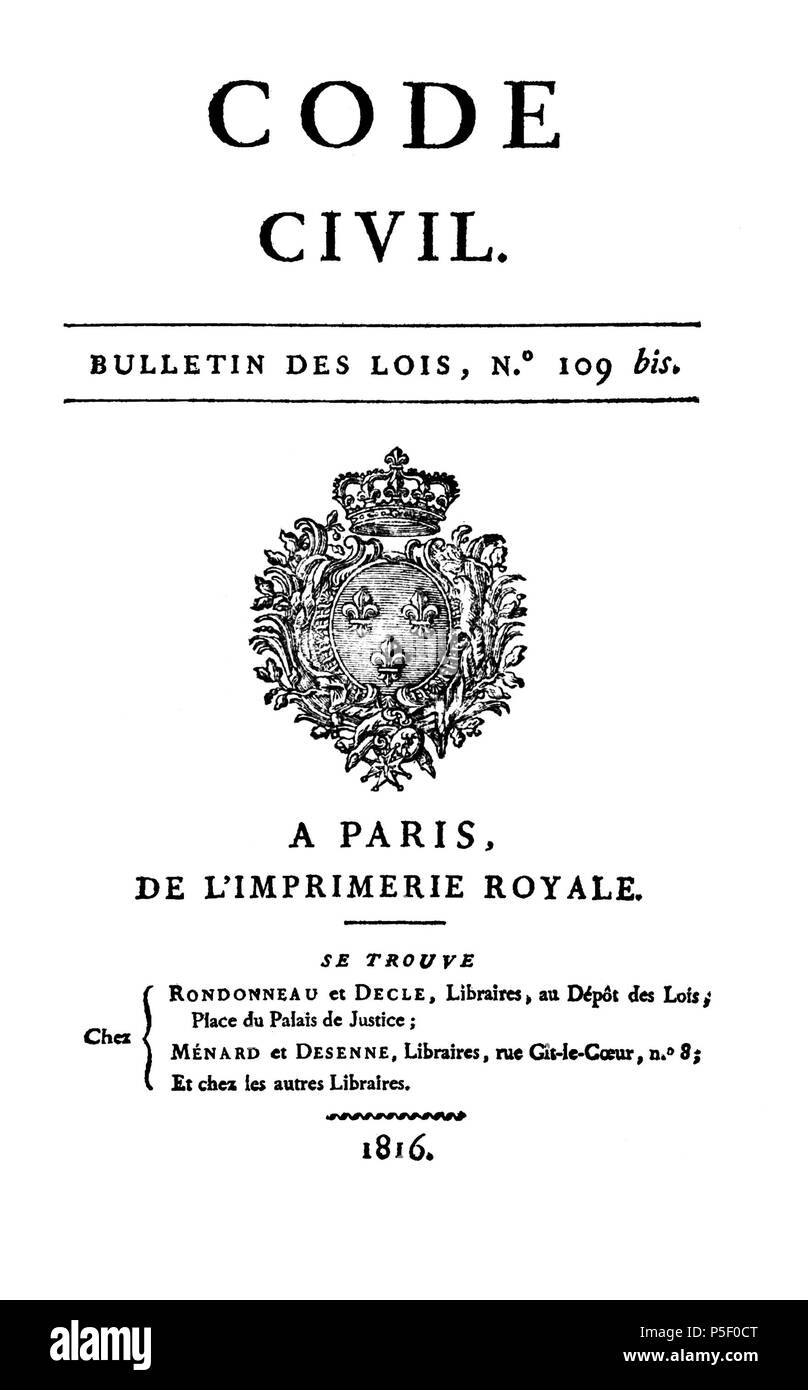 359 Code civil 1816 edition Banque D'Images