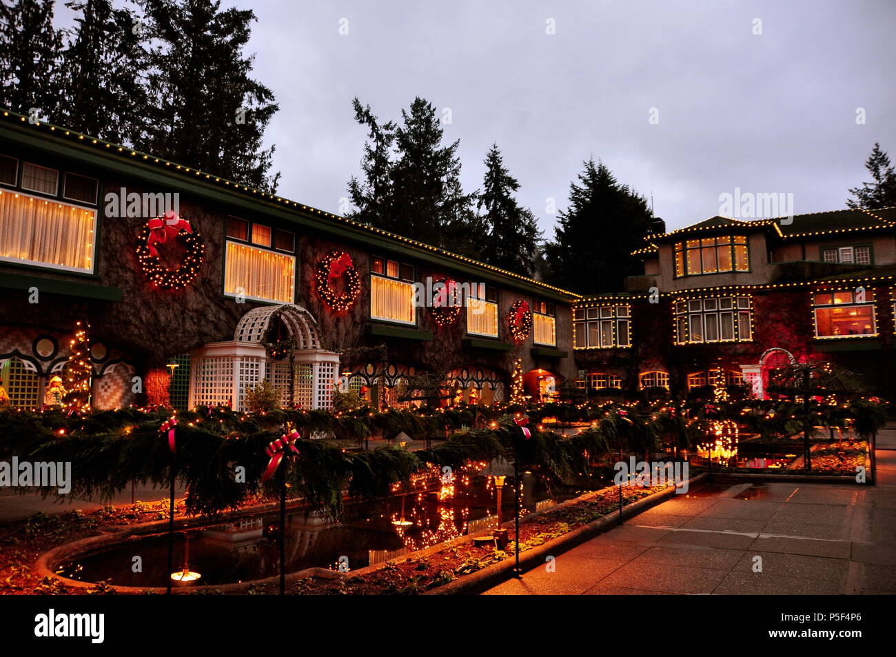Les Butchart Gardens au temps de Noël Banque D'Images