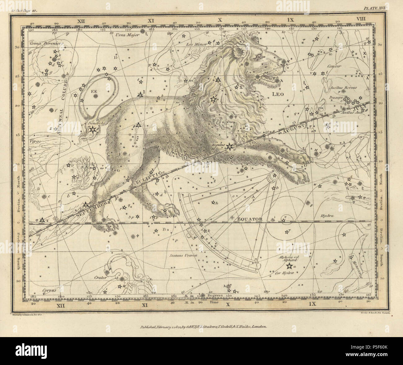 N/A. 17 de la plaque d'un atlas céleste comprenant une présentation systématique des cieux dans une série de trente cartes illustrées par la description scientifique de leur contenu et accompagnée par des catalogues de l'étoile et des exercices d'astronomie . 1822. Alexander Alexander Jamieson Jamieson 81 Atlas-Plate 17 Céleste Banque D'Images