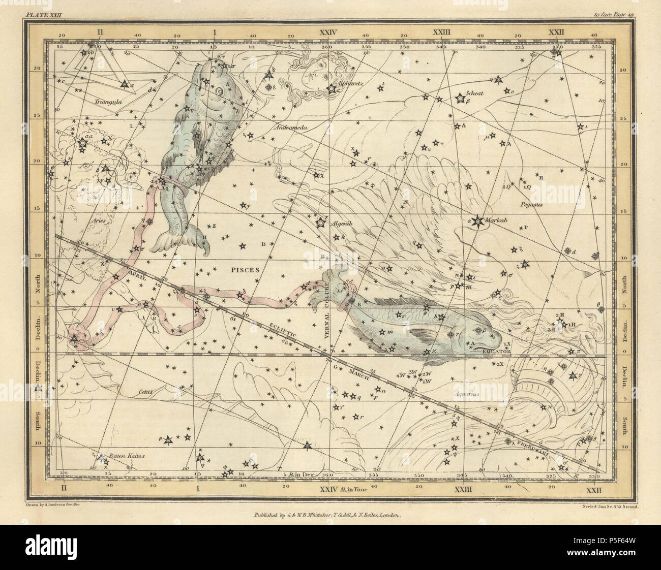 N/A. 22 de la plaque d'un atlas céleste comprenant une présentation systématique des cieux dans une série de trente cartes illustrées par la description scientifique de leur contenu et accompagnée par des catalogues de l'étoile et des exercices d'astronomie . 1822. Alexander Alexander Jamieson Jamieson 81 Atlas-Plate 22 Céleste Banque D'Images