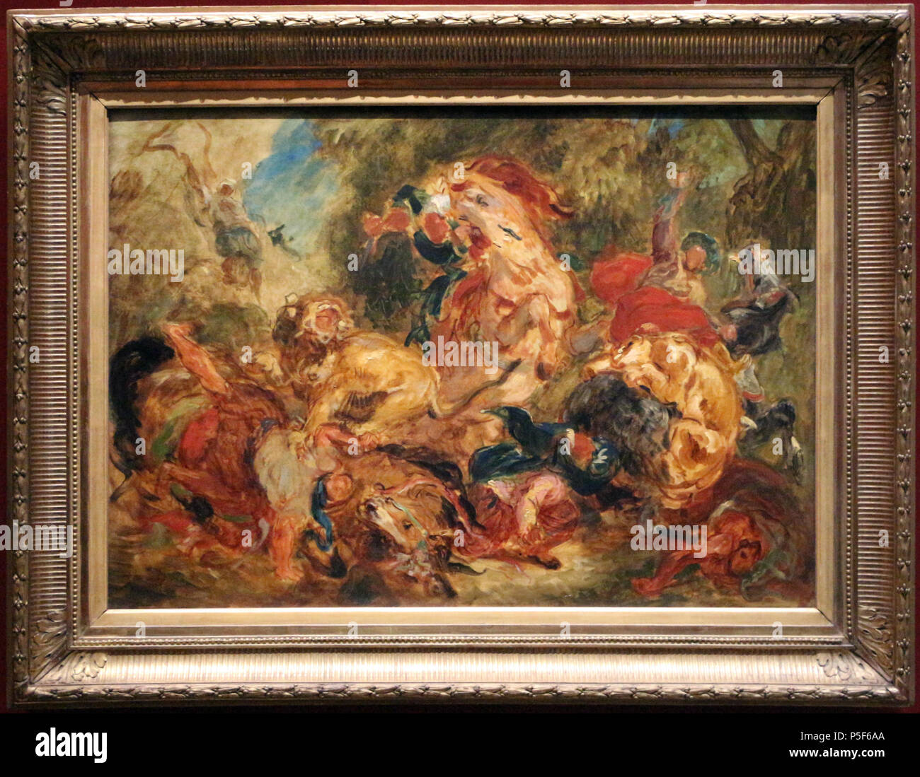 433 Eugène Delacroix, caccia al leone (bozzetto), 1854 Banque D'Images