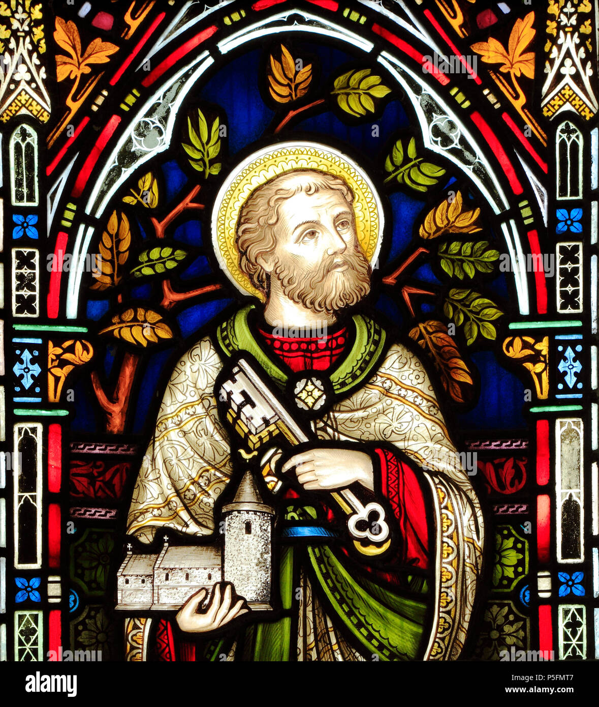 Saint Pierre, les clés, la tenue modèle de tour ronde, église Saint Pierre, de Frederick Preedy, 1863 Ringstead, Norfolk Banque D'Images