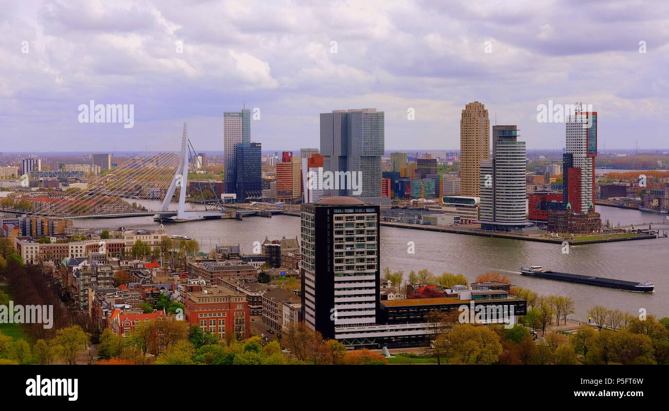 Le centre-ville de Rotterdam à partir de l'Eurotower Banque D'Images