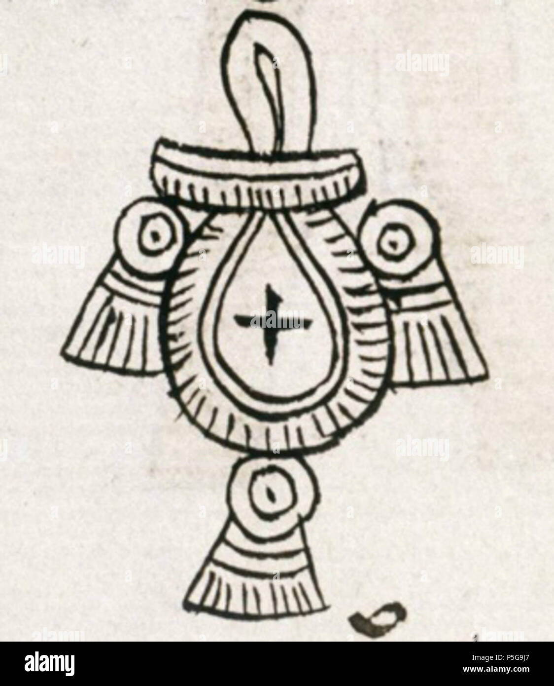 N/A. Anglais : Sac d'inciense glyphe. Le Codex Mendoza, détail de folio 23v. Ici représentant le nombre de 8 000 en nahuatl la numération. 24 septembre 2015, 13:12:32. 215 Bodl Arch.Selden.A.1 roll283.613 châssis cropped Banque D'Images