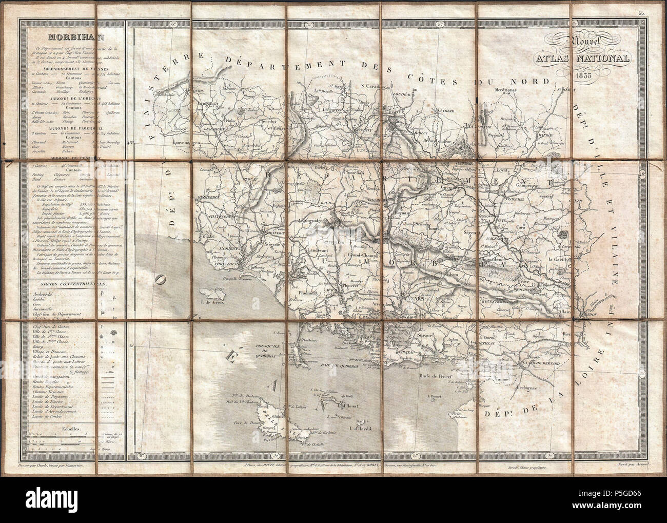 Chef Lieu De La Cote D Or En 6 Lettres 1833 Charle Carte du département de Morbihan, Bretagne, France - Morbihan -  Geographicus-charle-1833 Photo Stock - Alamy