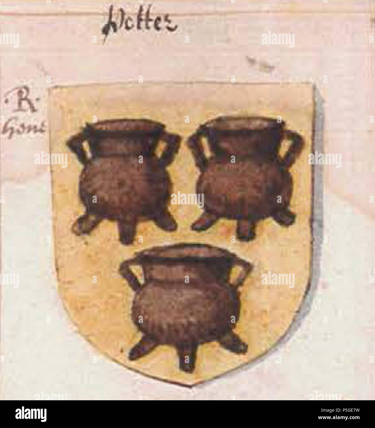 N/A. Nederlands : Wapen van Potter : Meir zwarte potten en goud . 19 avril 2016, 18:51:49. Jan Jansz. Potter 358 armoiries des potter Banque D'Images