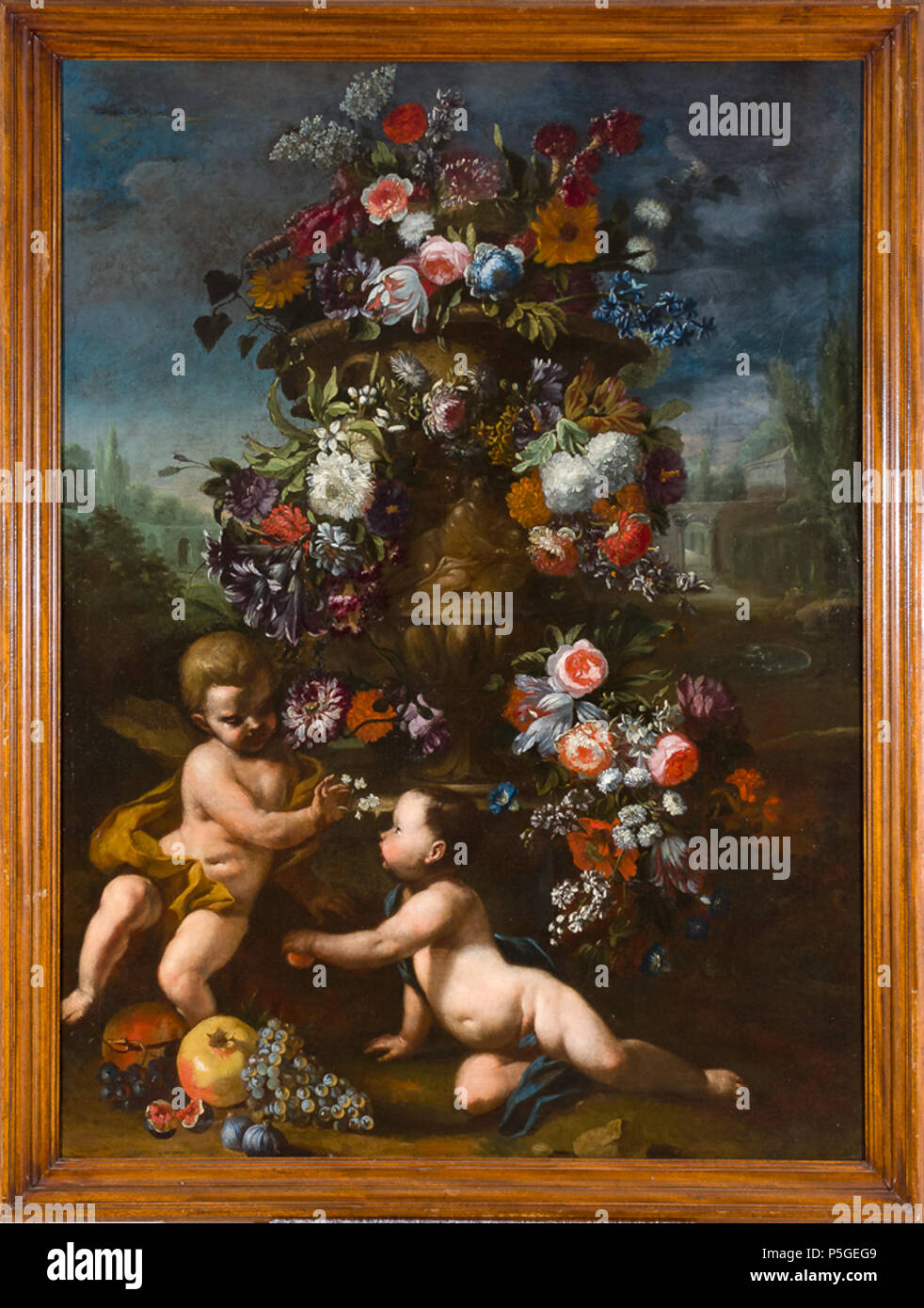 N/A. Italiano : Vaso con fiori di due putti e frutti ; Olio su tela, cm 160×118 Collezione privata. Anglais : "pot de fleur avec deux putti et de fruits", huile sur toile 160 × 118 cm, collection privée. Les références de cette description (ou partie de cela) ou pour l'inscription dans le fichier ne sont pas fournis. . 30 avril 2016, 10:26:35. Carel de Vogelaer (1653-1695) Noms alternatifs Carel van Vogelaer, Karel de Vogelaer, Karel van Vogelaer, Carlo dei Fiori, Distelbloem Description peintre et dessinateur Date de naissance/décès 1653 8 août 1695 Lieu de naissance/décès Travail Rome Maastricht loca Banque D'Images