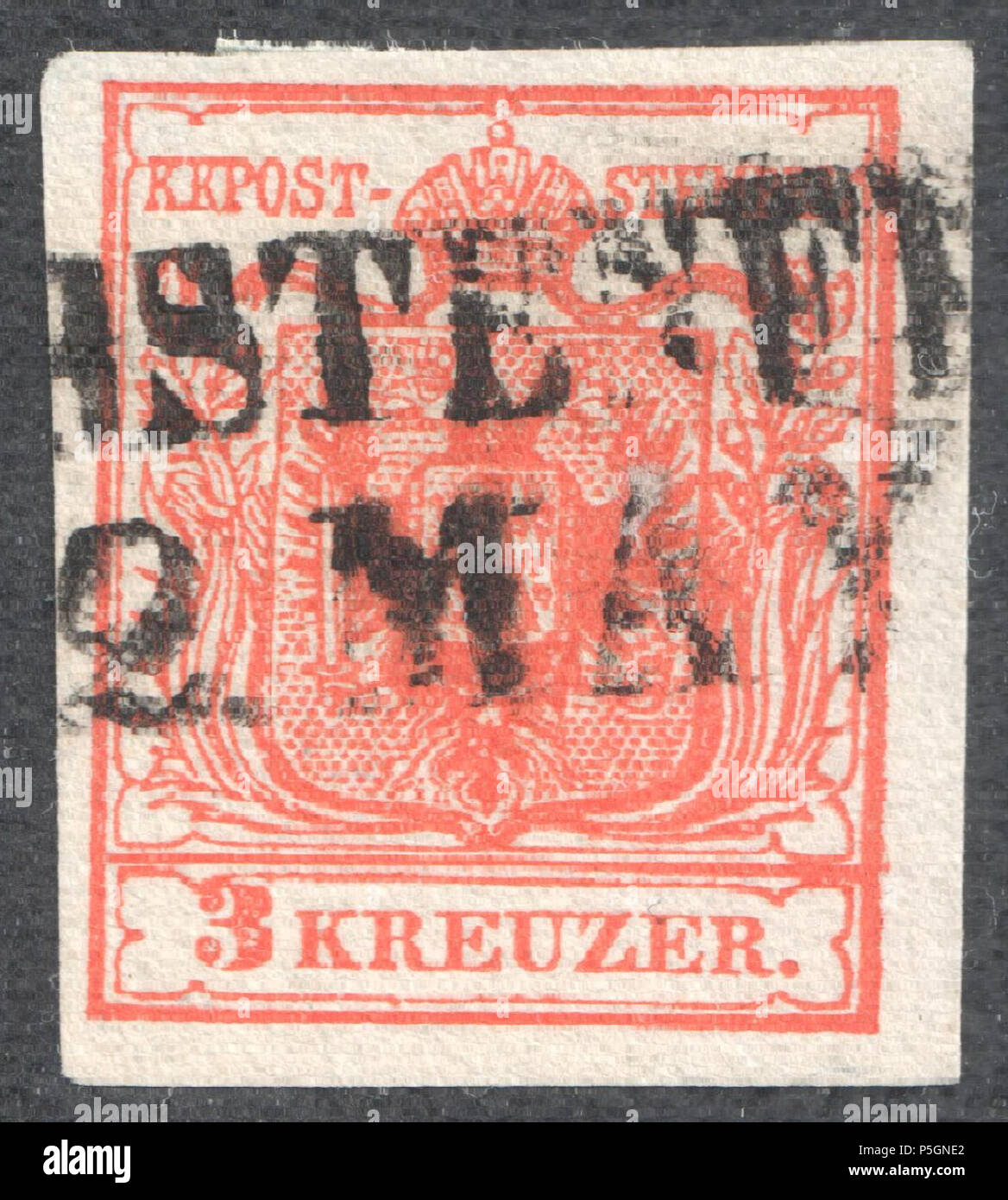 N/A. Anglais : Autriche 1850 3Kr Ia première imprimer 0.12mm. "Le cachet de FÜRSTENFELD'. Deutsch : Österreich 1850 3 kreuzer, Handpapier Erstdruck, Typ iv 0.12mm. 'Frohnleiten'. Müller : cachet de type RL 744A-R (8) . 1850. Poster de l'Autriche Autriche 153 1850 3Kr Ia première print 0.12 Banque D'Images
