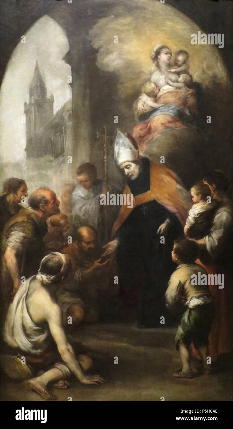 N/A. Anglais : Saint Thomas de Villanova l'aumône aux pauvres par Bartolomé Esteban Murillo, ch. 1678, huile sur toile, Norton Simon Museum . circa 1678. Bartolomé Esteban Murillo 4 'St. Thomas l'Aumône' par Murillo, Norton Simon Museum Banque D'Images