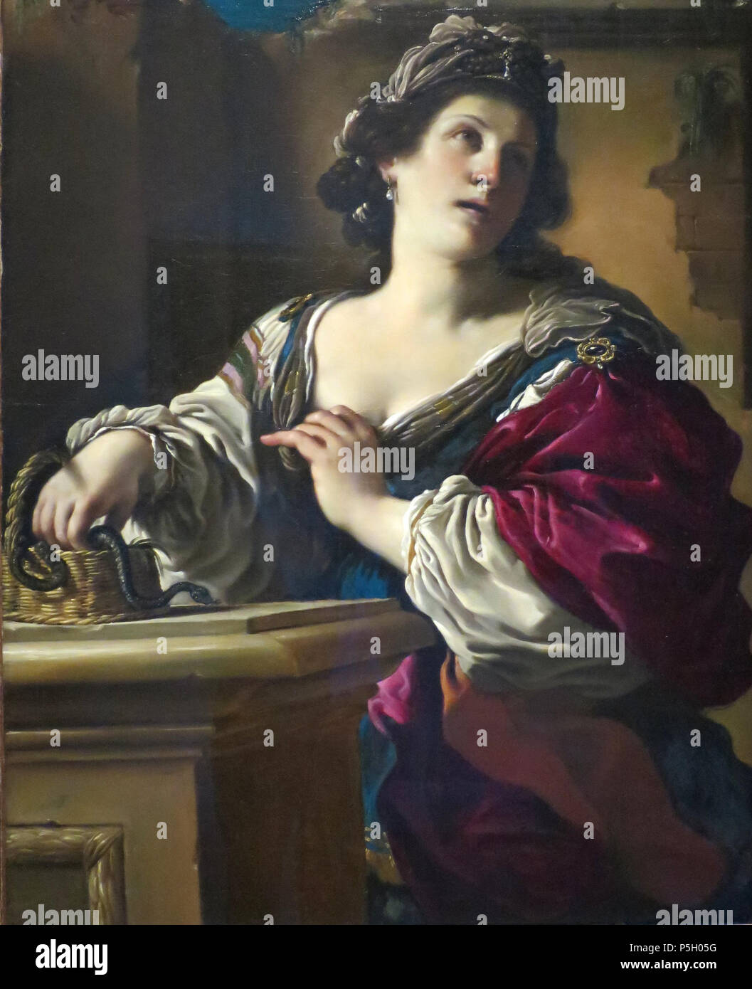 N/A. Anglais : le suicide de Cléopâtre par Giovanni Francesco Barbieri, appelé le Guerchin, ch. 1621, huile sur toile, Norton Simon Museum . circa 1621. Giovanni Francesco Barbieri Guercino 4, appelé "suicide de Cléopâtre' par le Guerchin, Norton Simon Museum Banque D'Images