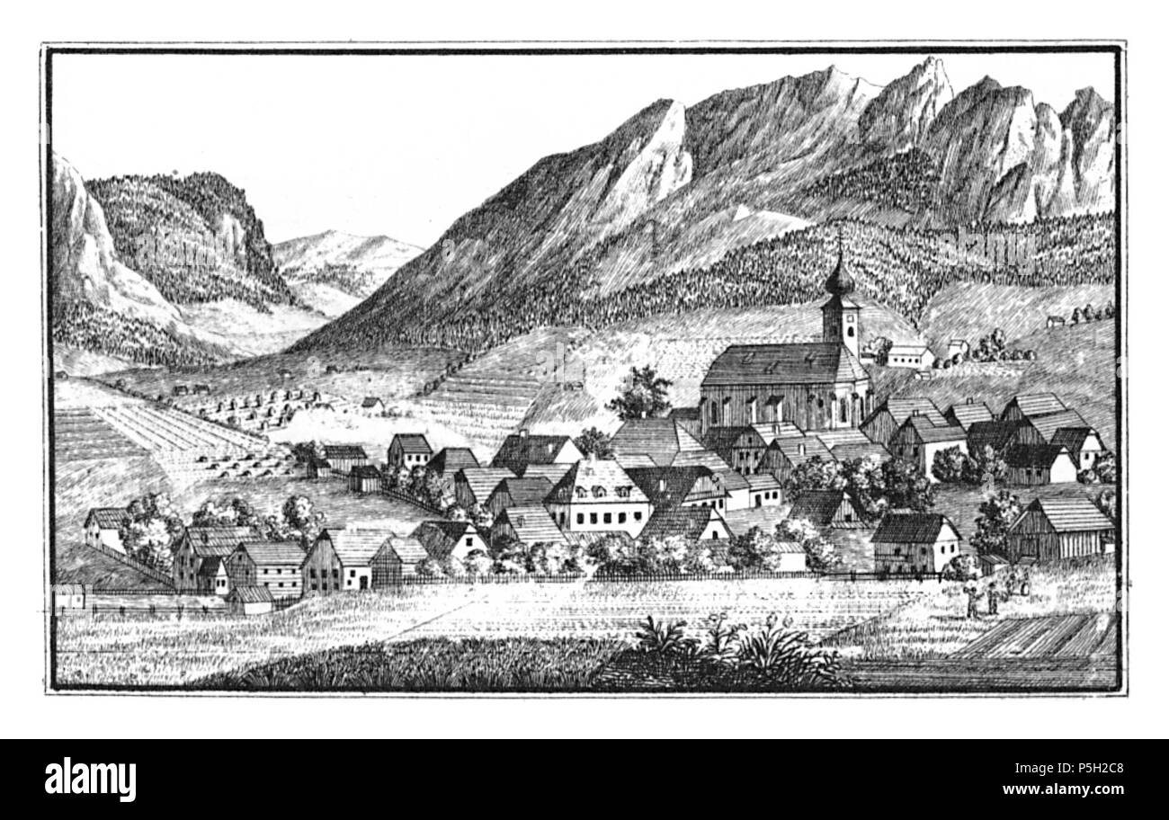 14108 Markt Gröbming im Kreis Judenburg, Ennsthale 2. Version - J.F.Kaiser Ansichten der Steiermark 1830 Lithografirte Banque D'Images