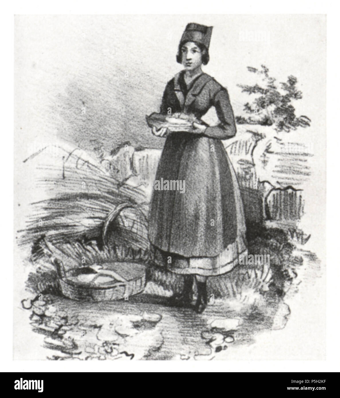 15122 Mädchen aus der Gegend (Saint Pierre), Kreis Grätzer Lith. um 1860 unbek année. Künstler Banque D'Images