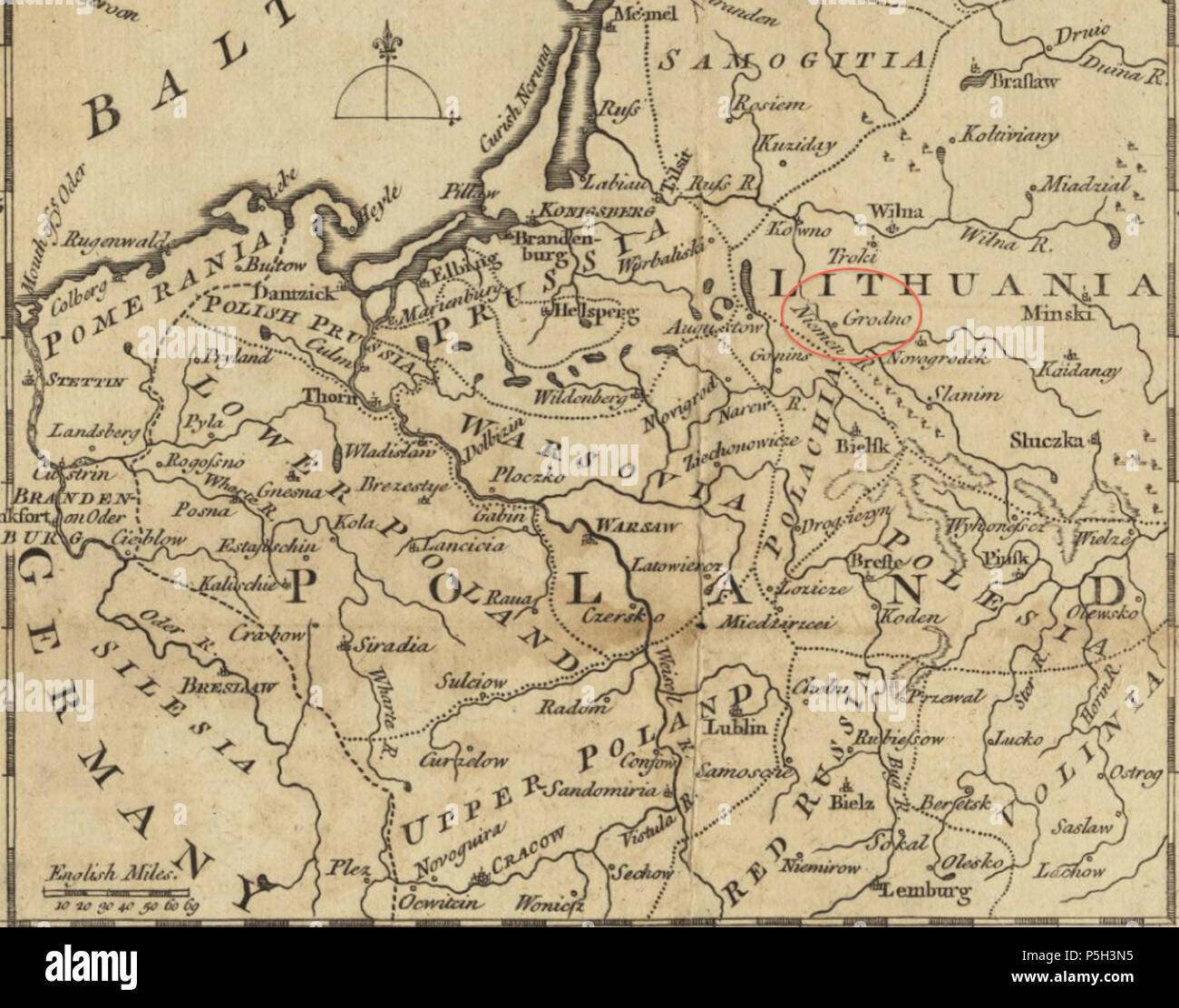 231757 Les détails de la carte de Grodno russes en Prusse mars 14326 BPL Banque D'Images