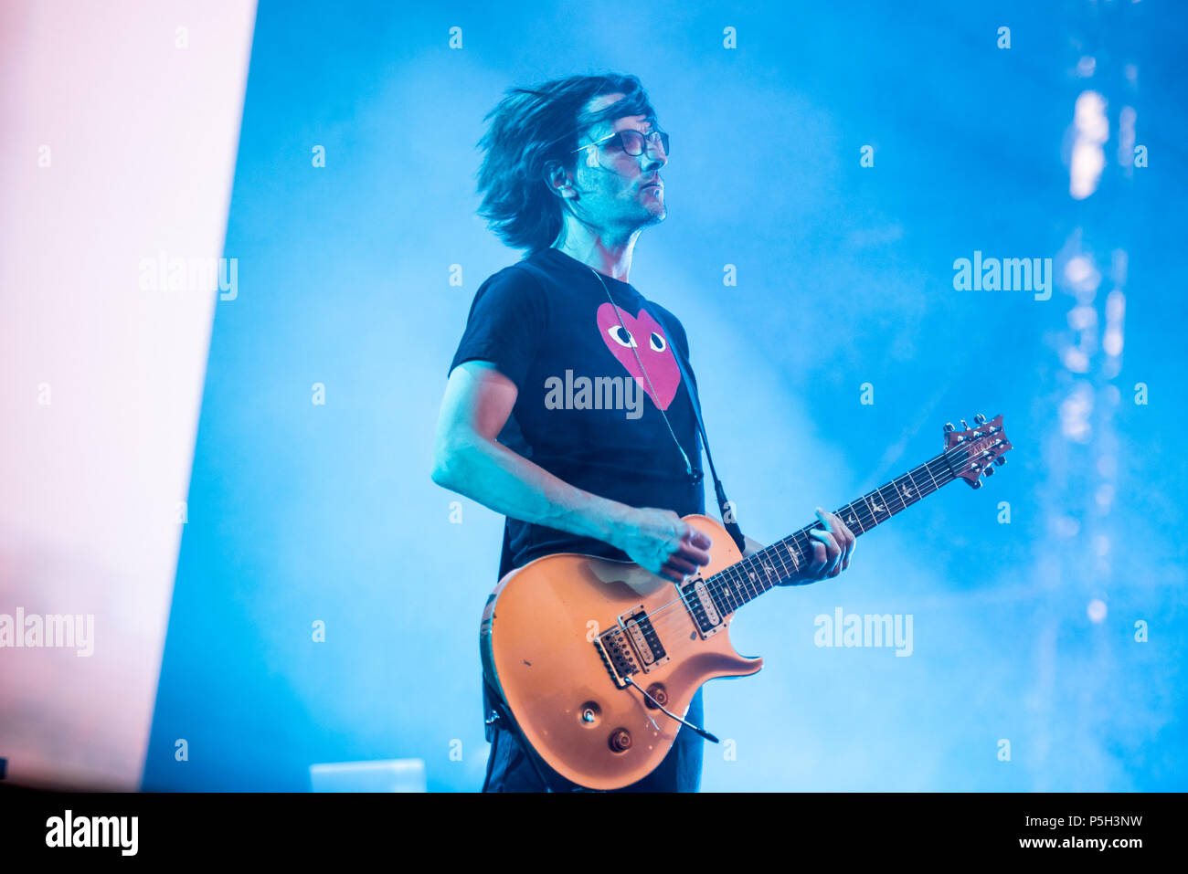 Stupinigi, Italie. 26 Juin, 2018. Le chanteur britannique, auteur et compositeur Steven Wilson en live sur la scène du Parc Stupinigi Sonic Festival à Stupinigi, près de Turin, pour son "à l'os' tour 2018. Credit : Alessandro Bosio/Pacific Press/Alamy Live News Banque D'Images