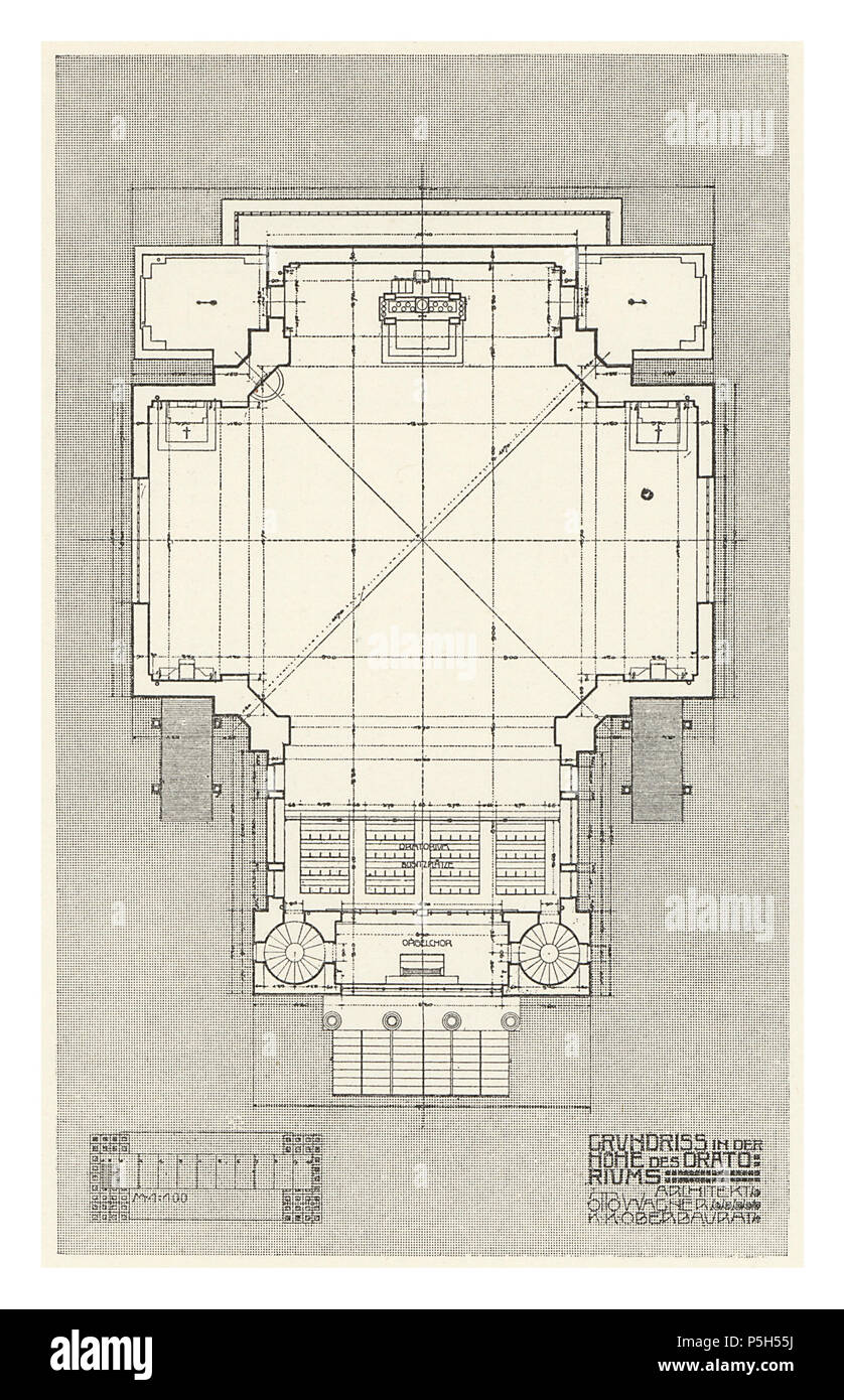 803- Wagner-Kirche Baumgartnerhöhe Otto Wagner - Bande 5. 6. und 7. Heft -Grundriss dans Höhe Oratorium Banque D'Images