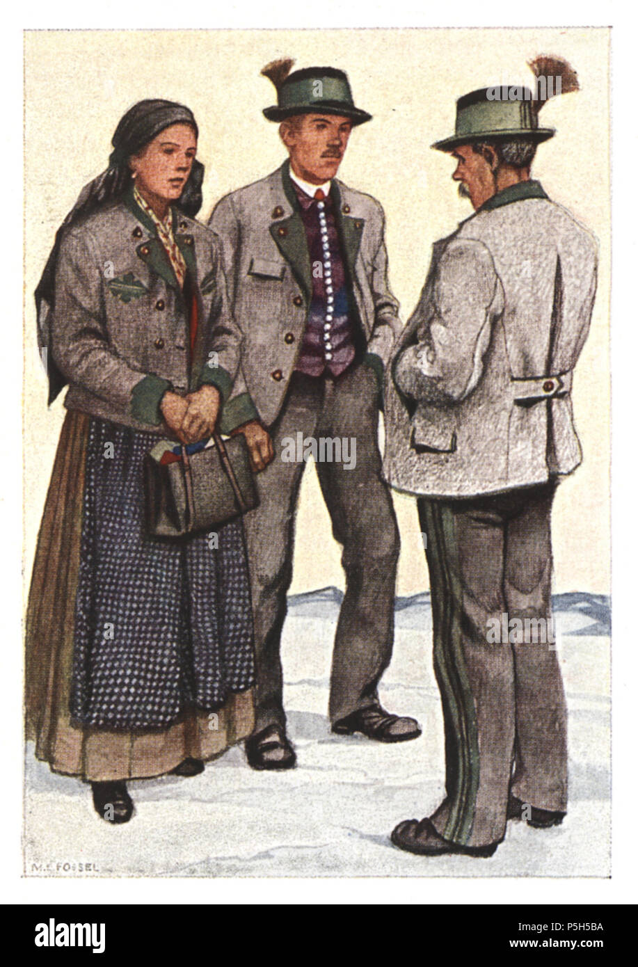 N/A. - Mautner-Geramb Trachtenbuch Steirisches 1935 Costumes traditionnels d'Ennstal, Styrie . Entre 1850 et 1935. Scan et post-traitement par Hubertl 9037 Schladminger Bauern dans Winterbekleidung, 1935 Banque D'Images