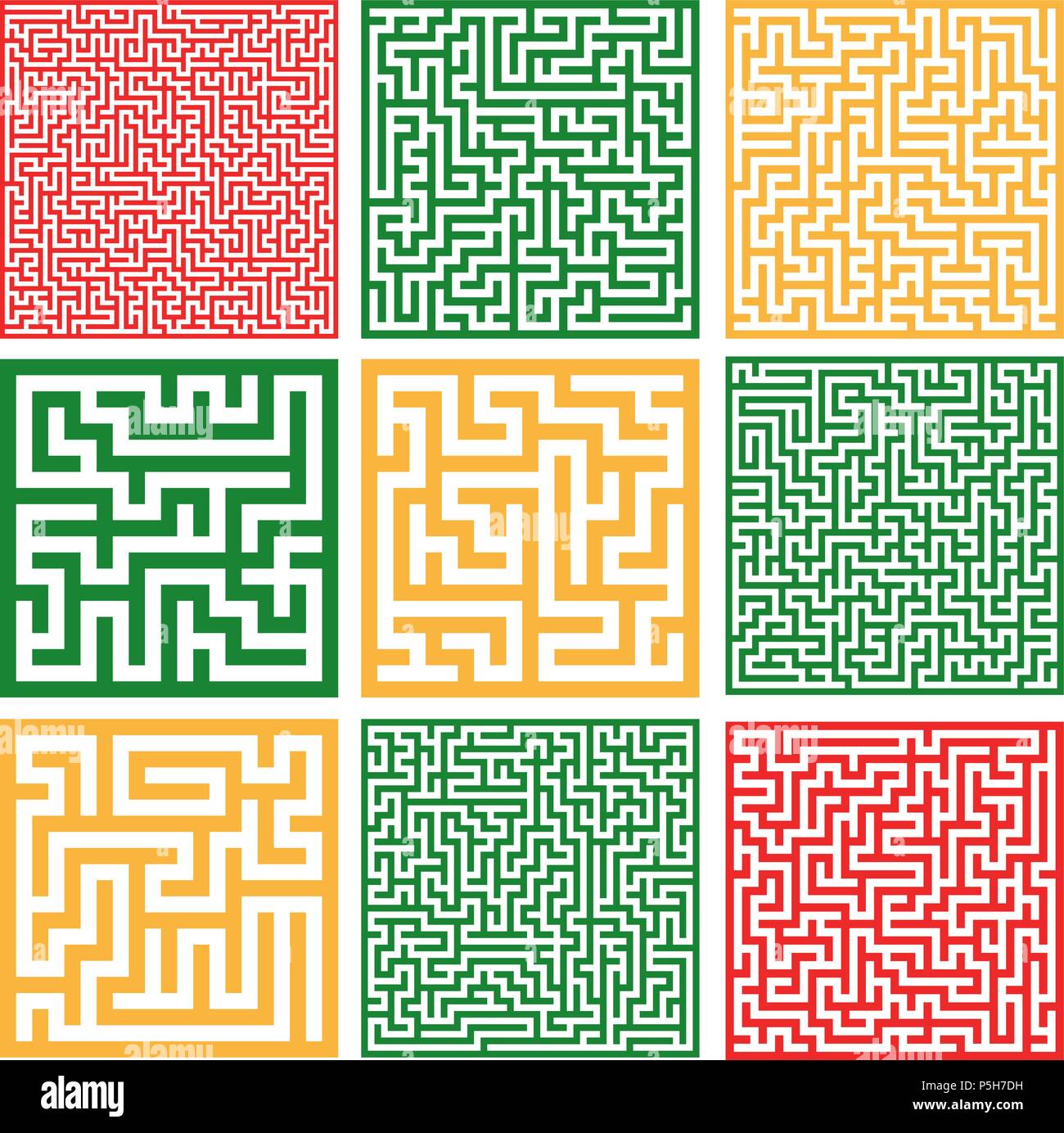 Ensemble de labyrinthes colorés/ Bon pour logo ou une icône, Vector illustration d'arrière-plan. Illustration de Vecteur