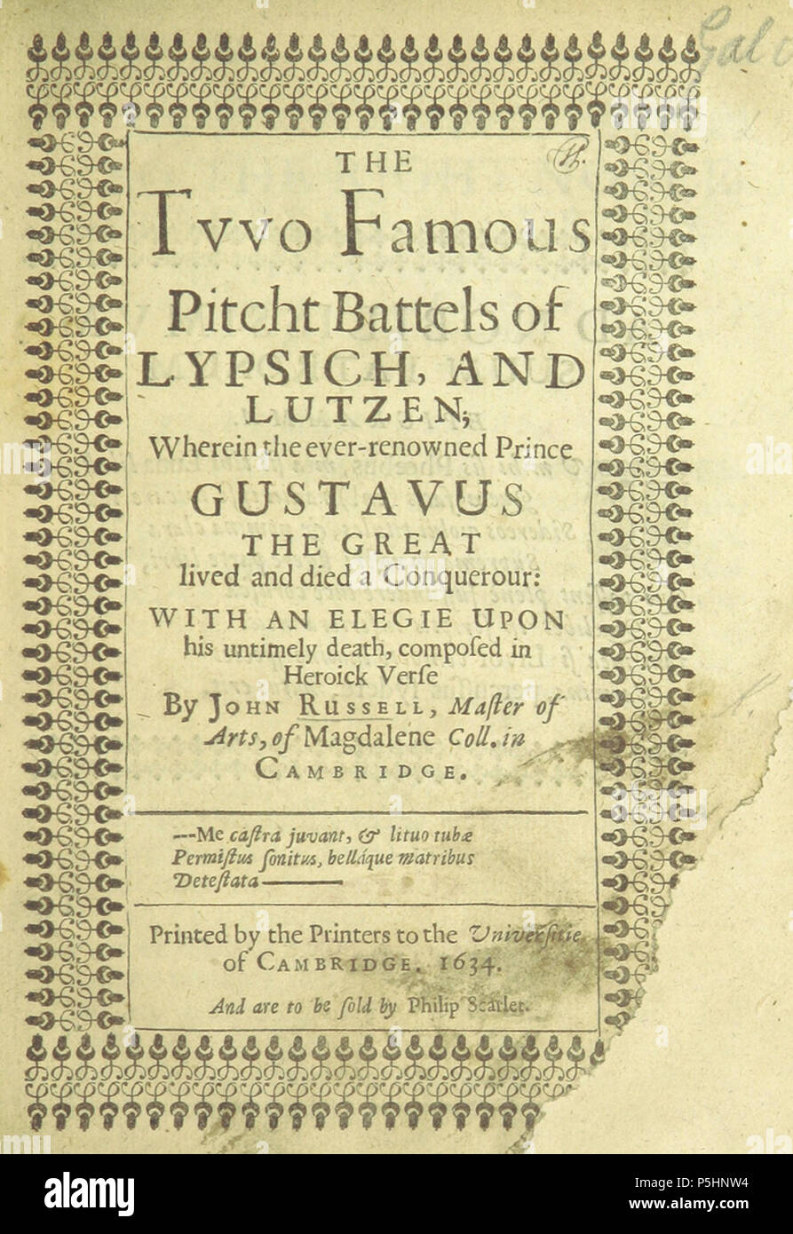 N/A. Anglais : page 0014 des deux célèbres de Lypsich Pitcht Battels et Lutzen où ... 1634. RUSSELL, John Scan avec la permission de la British Library 18 RUSSEL(1634) Les deux célèbres Pitcht Battels de Lypsich et Lutzen Banque D'Images