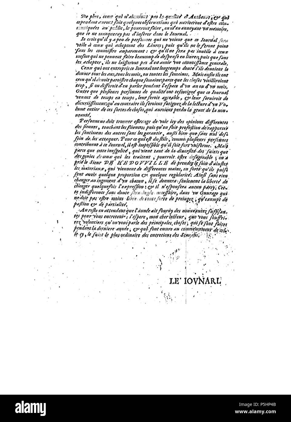 1665 19 Journal des Scavans p2 Banque D'Images