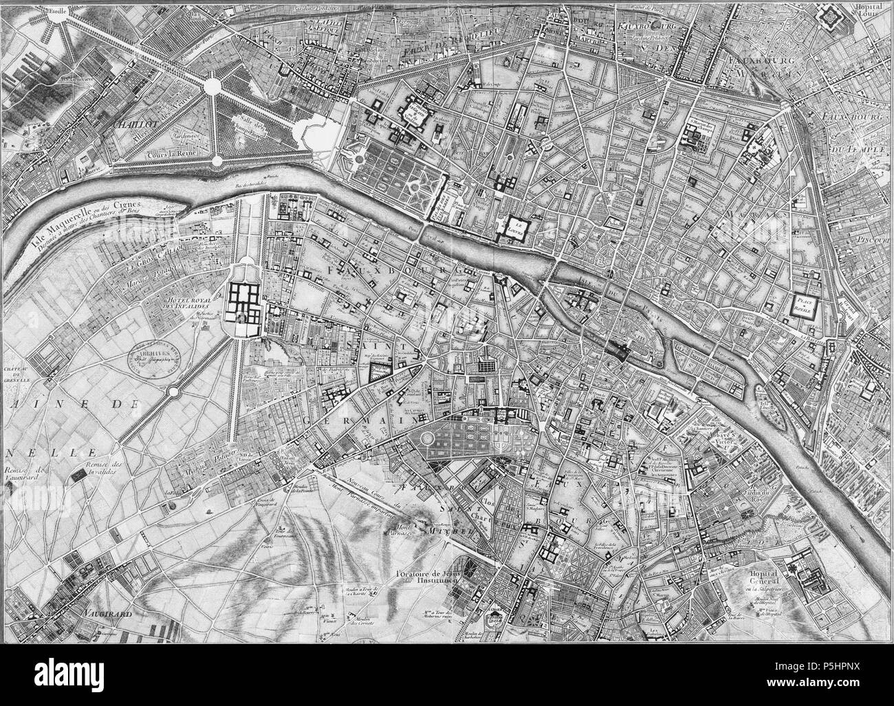 N/A. Anglais : Plan de Paris 1730 . 1730. Roussel 21 1730 Plan de Roussel Banque D'Images